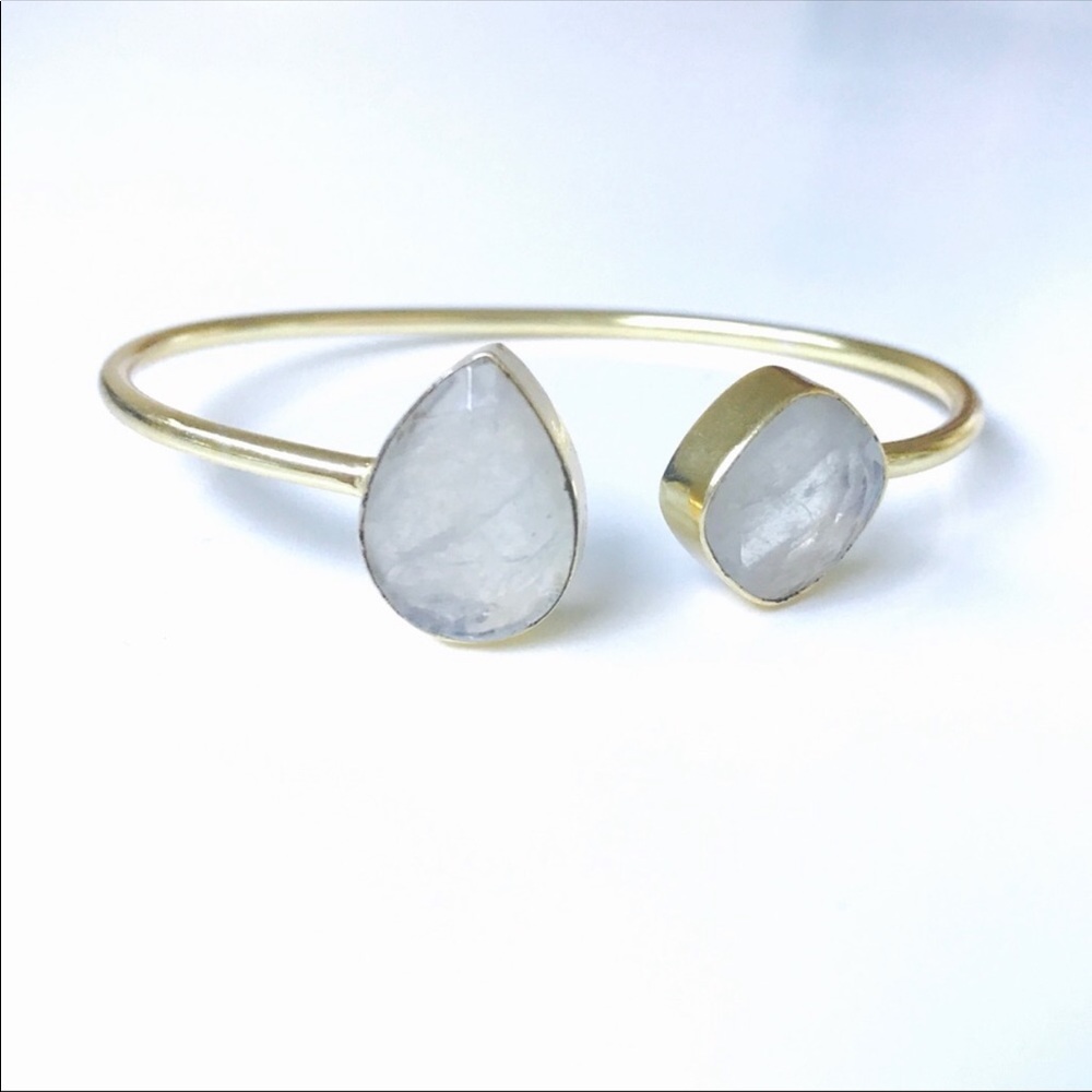Genuine Moonstone Bangle Bracelet